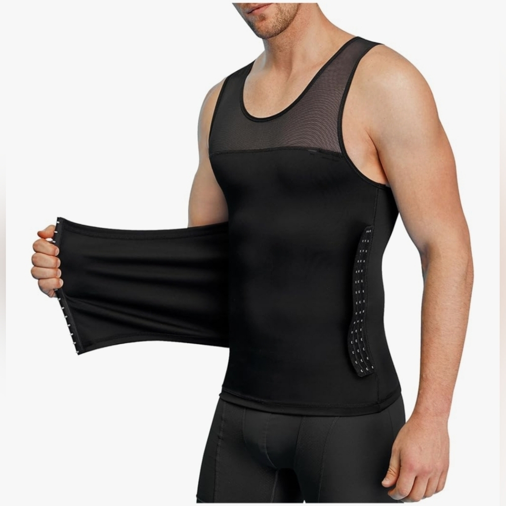Men Body Shaper Slimming Vest Tight Tank Top Compression Shirt Size 2XL